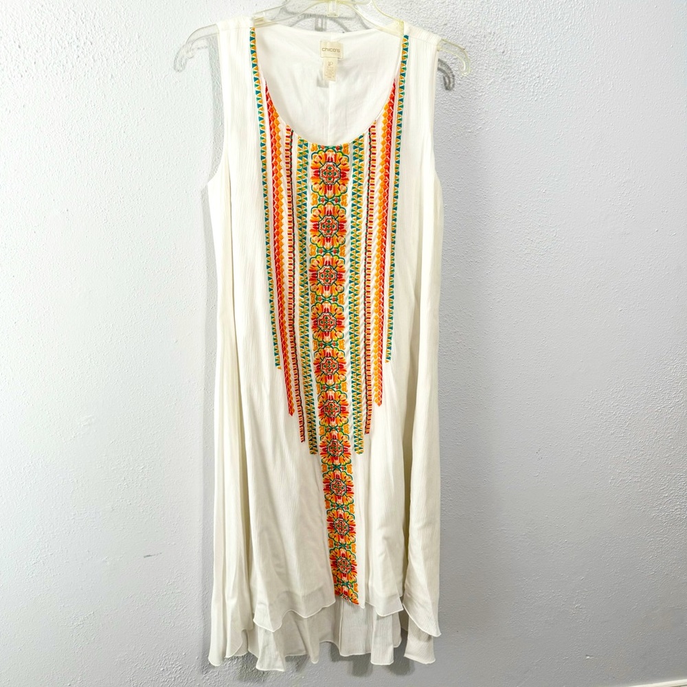 Chico’s embroidered high low dress size 8p/